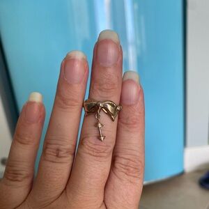 Sterling silver bow and dumbbell weight ring handmade Creative Galina Jewelry